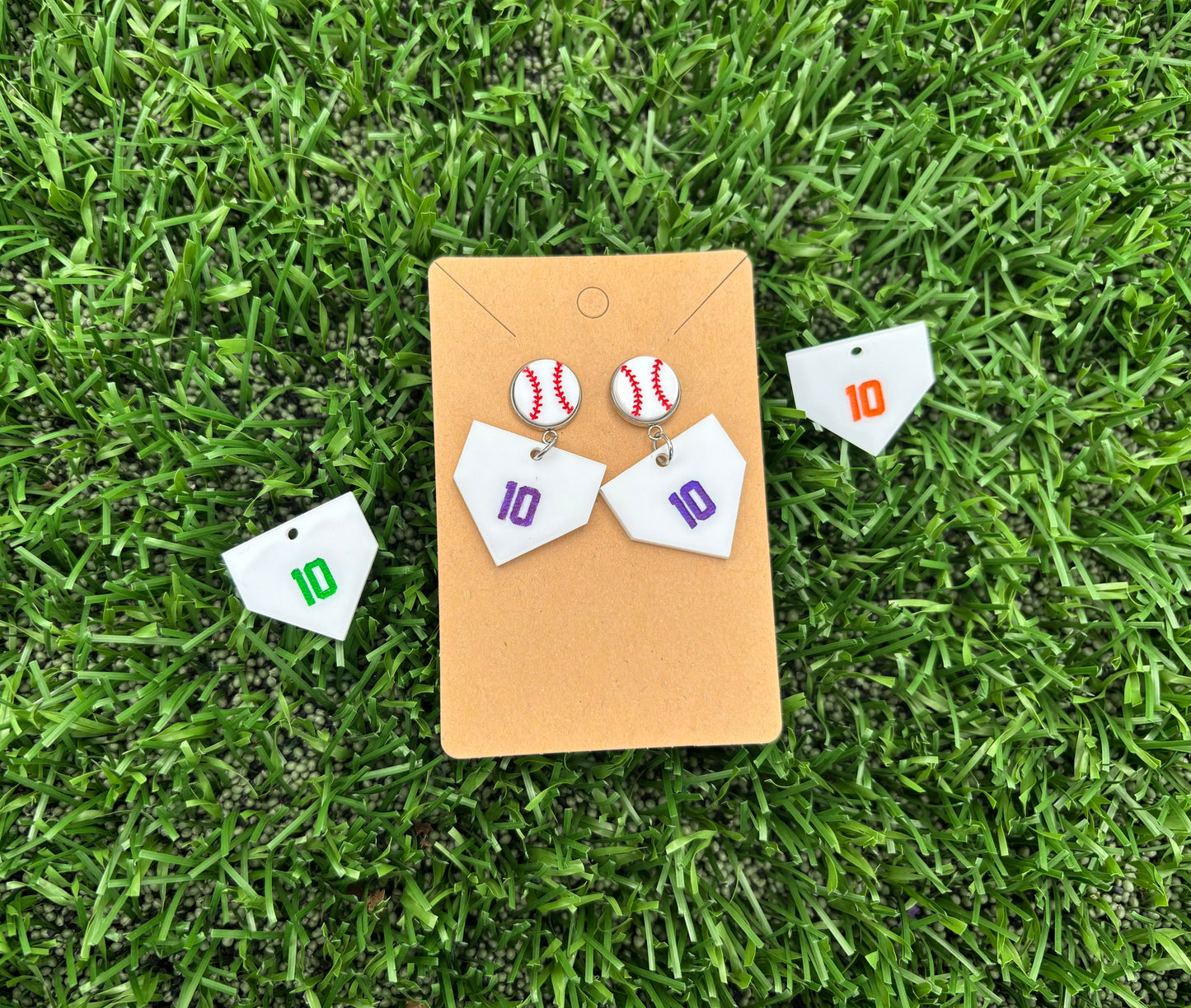 Baseball Custom Number Base Earrings