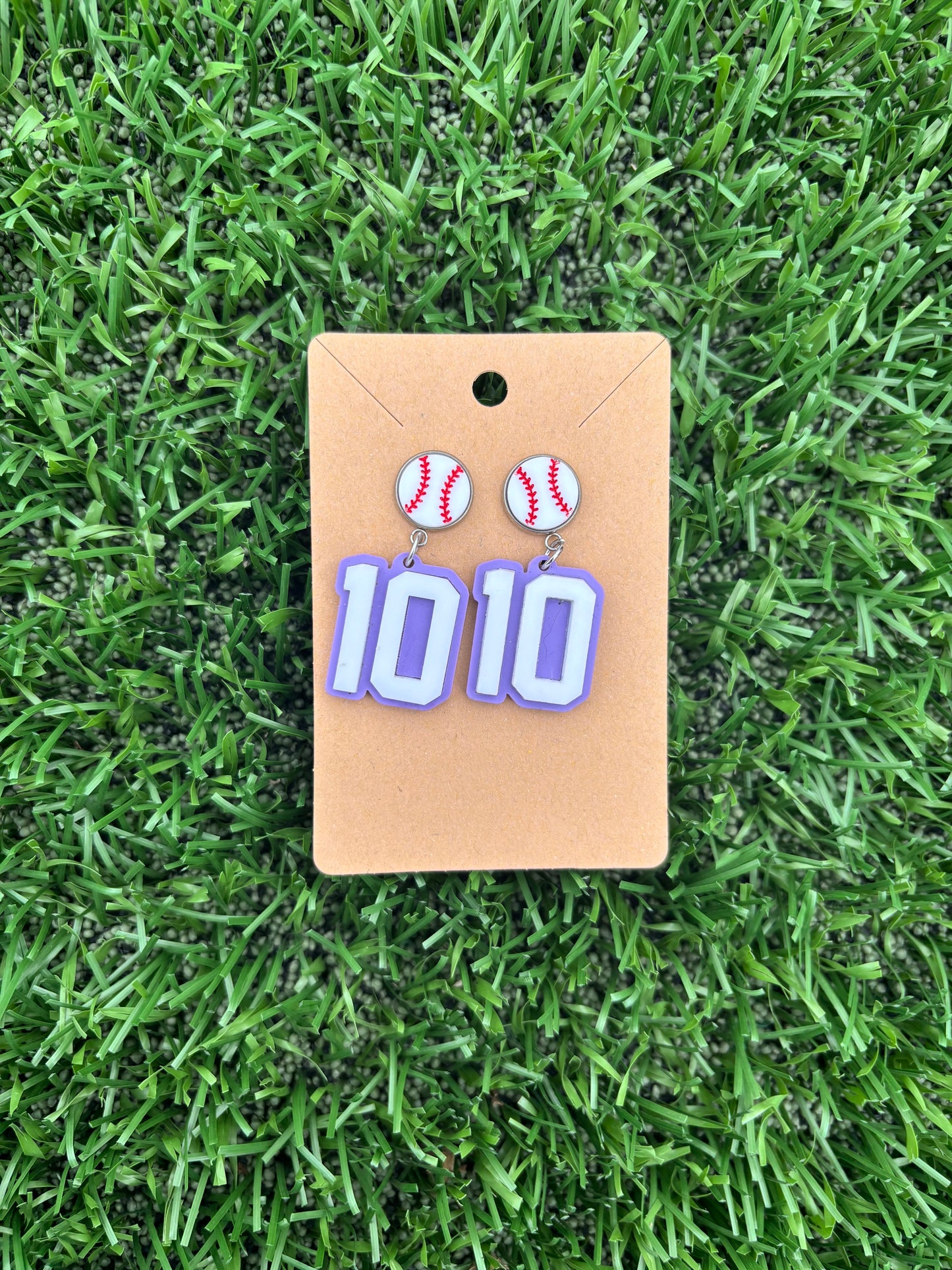 Baseball Jersey Number Pastel Purple 3D Earring
