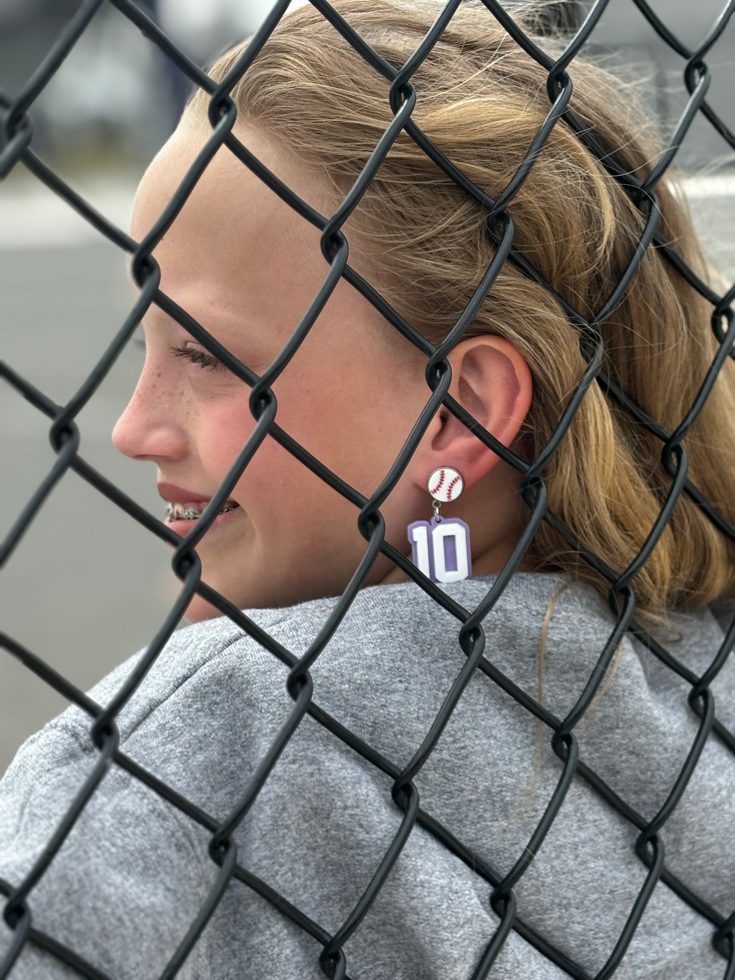 Baseball Jersey Number Pastel Purple 3D Earring