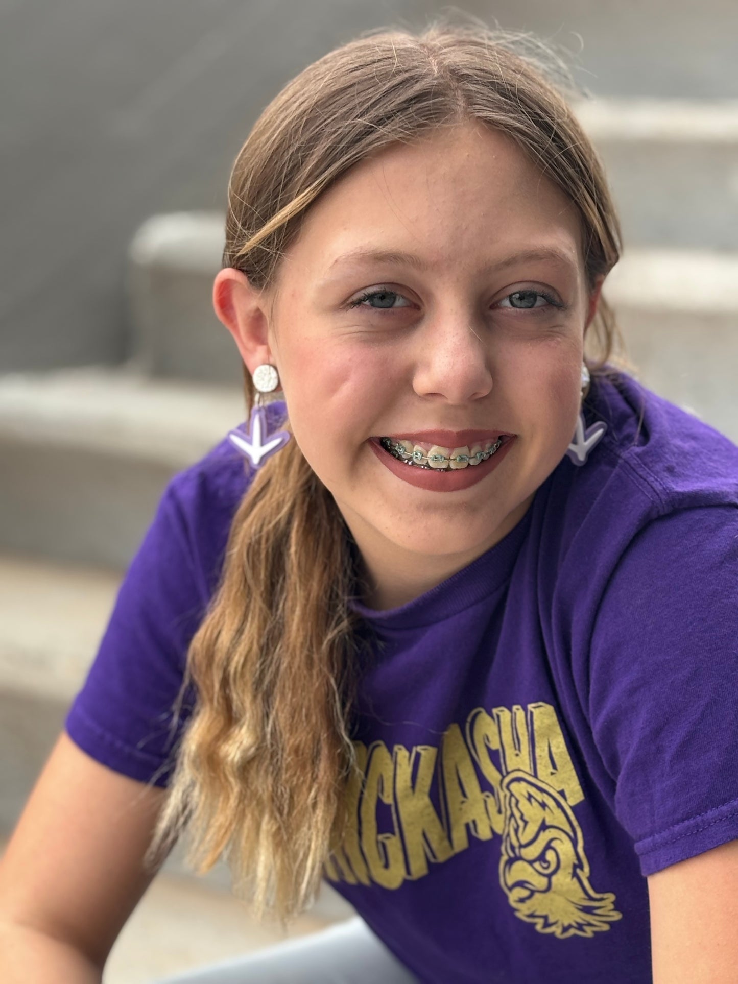 Chick Print Pastel Purple and White Earrings