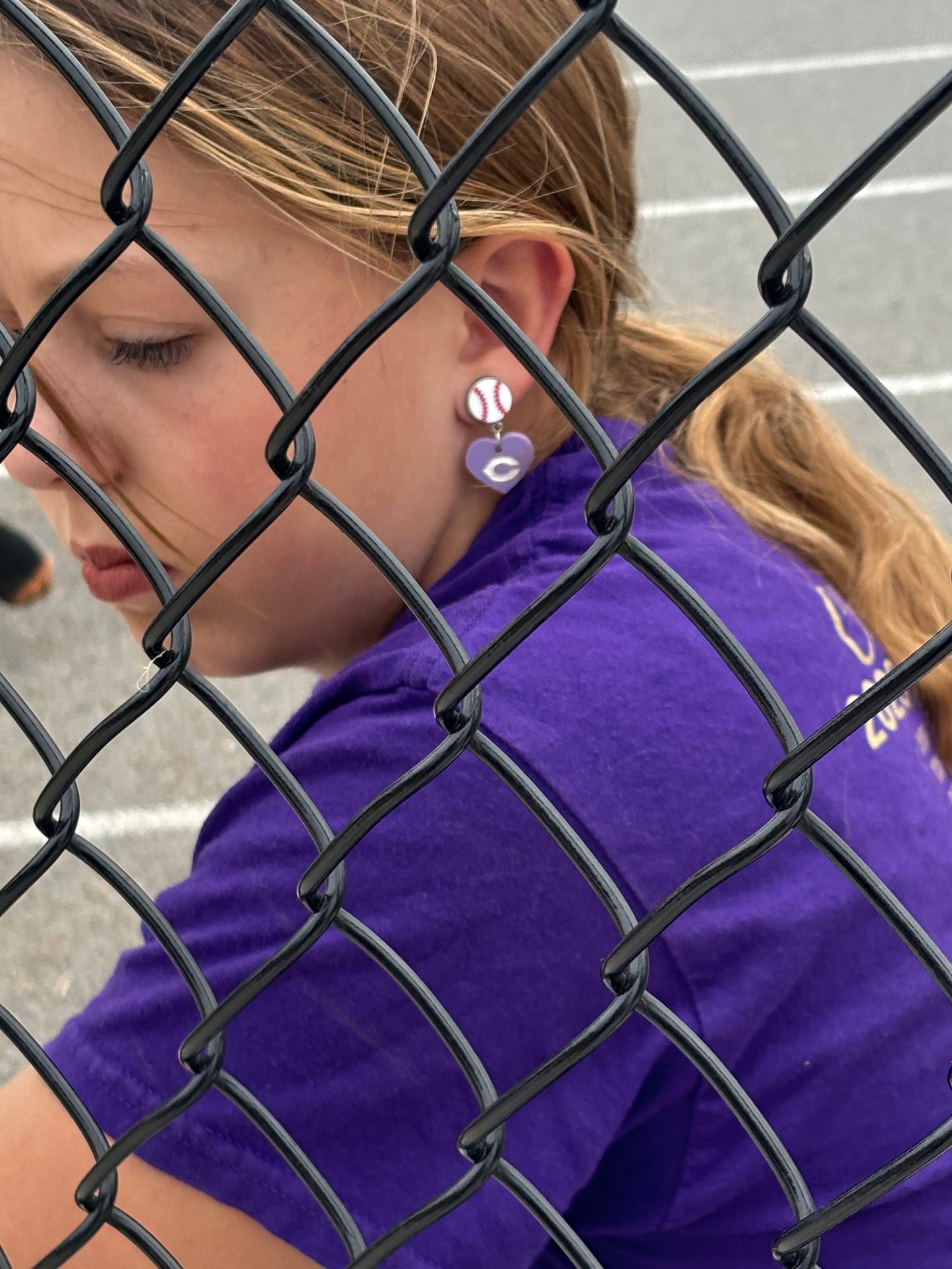 Baseball Heart Fightin’ Chick Earrings