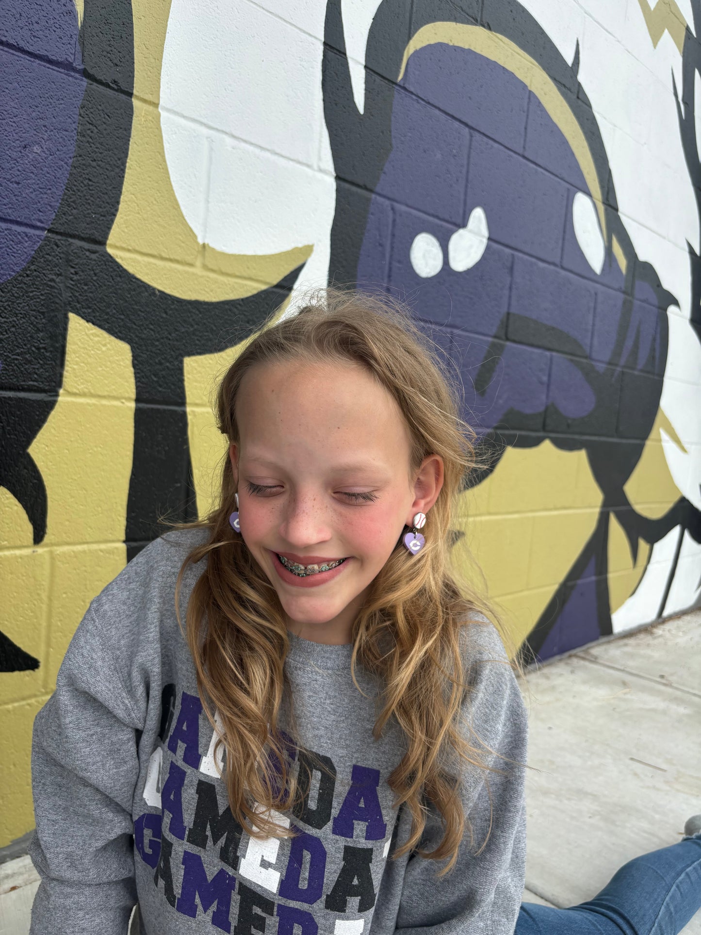 Baseball Heart Fightin’ Chick Earrings