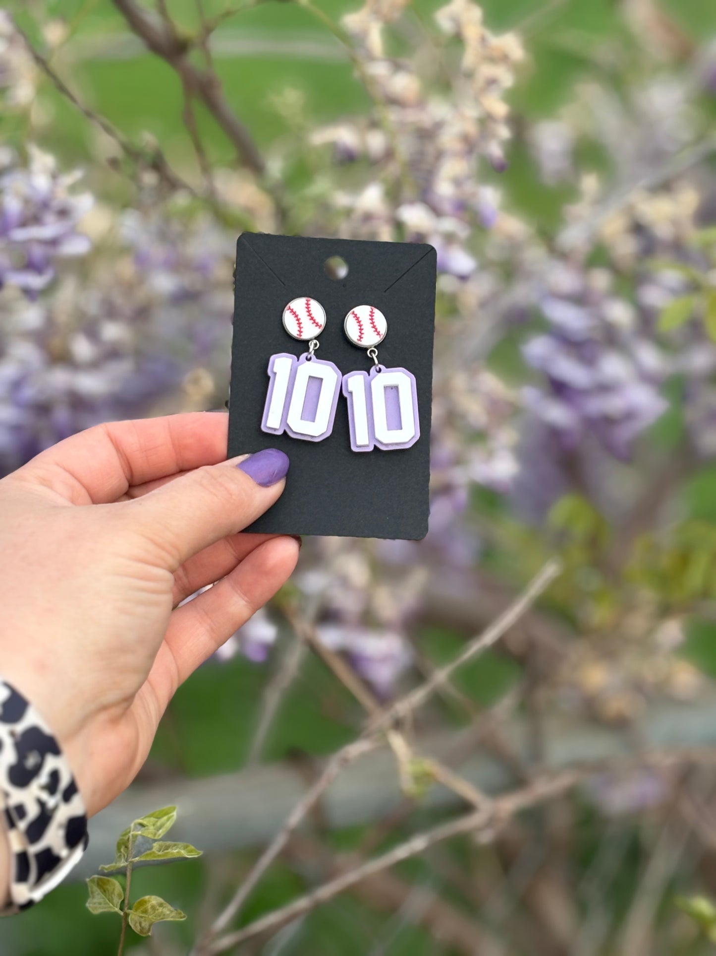 Baseball Jersey Number Pastel Purple 3D Earring