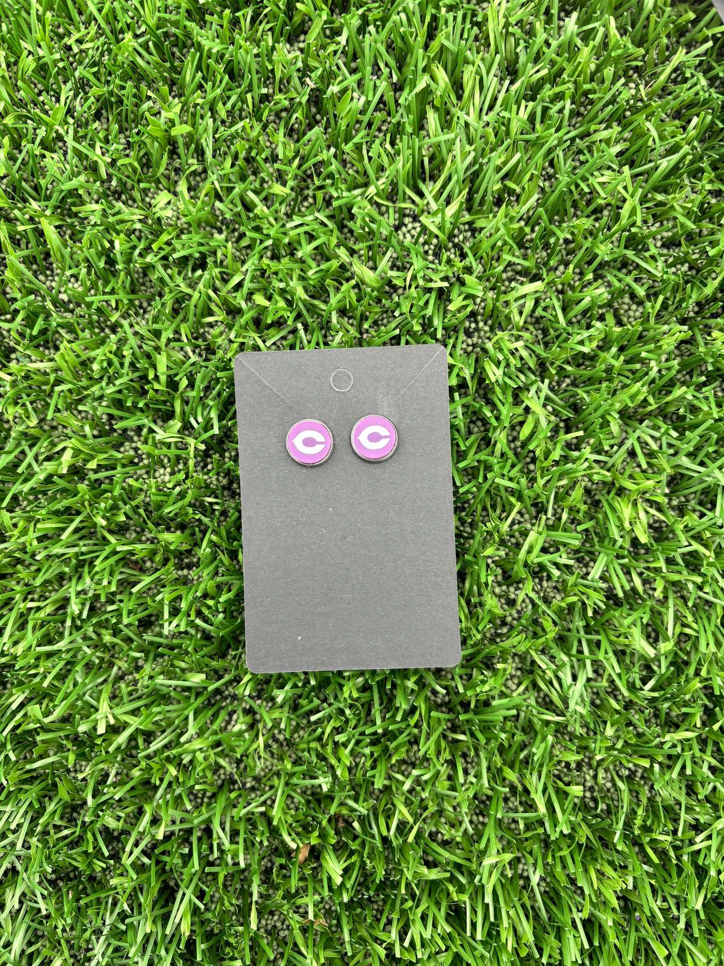 Purple Stud with White Chick “C”