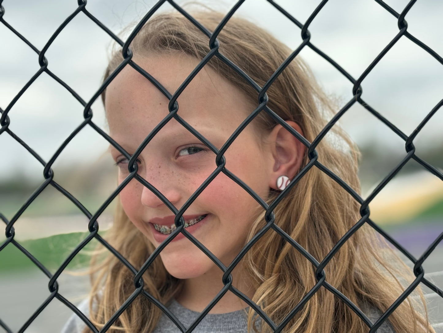 Baseball Stud Acrylic Earings