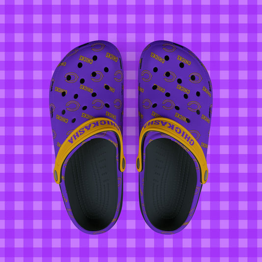 * CHICKS purple & gold foam clog