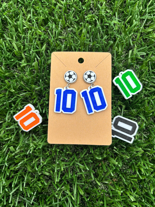 Soccer Custom Jersey Number Earrings