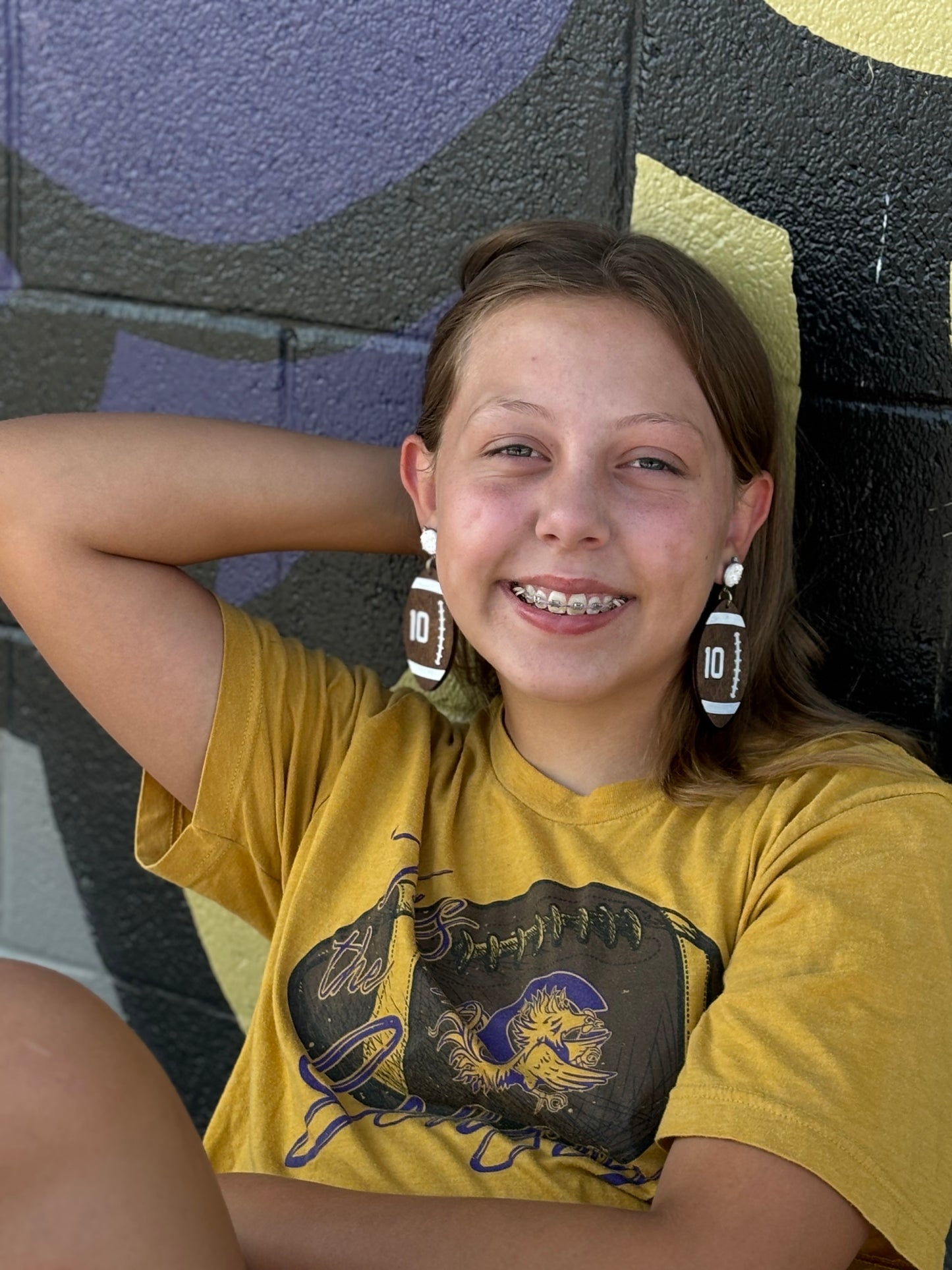 Custom Number Football Earrings
