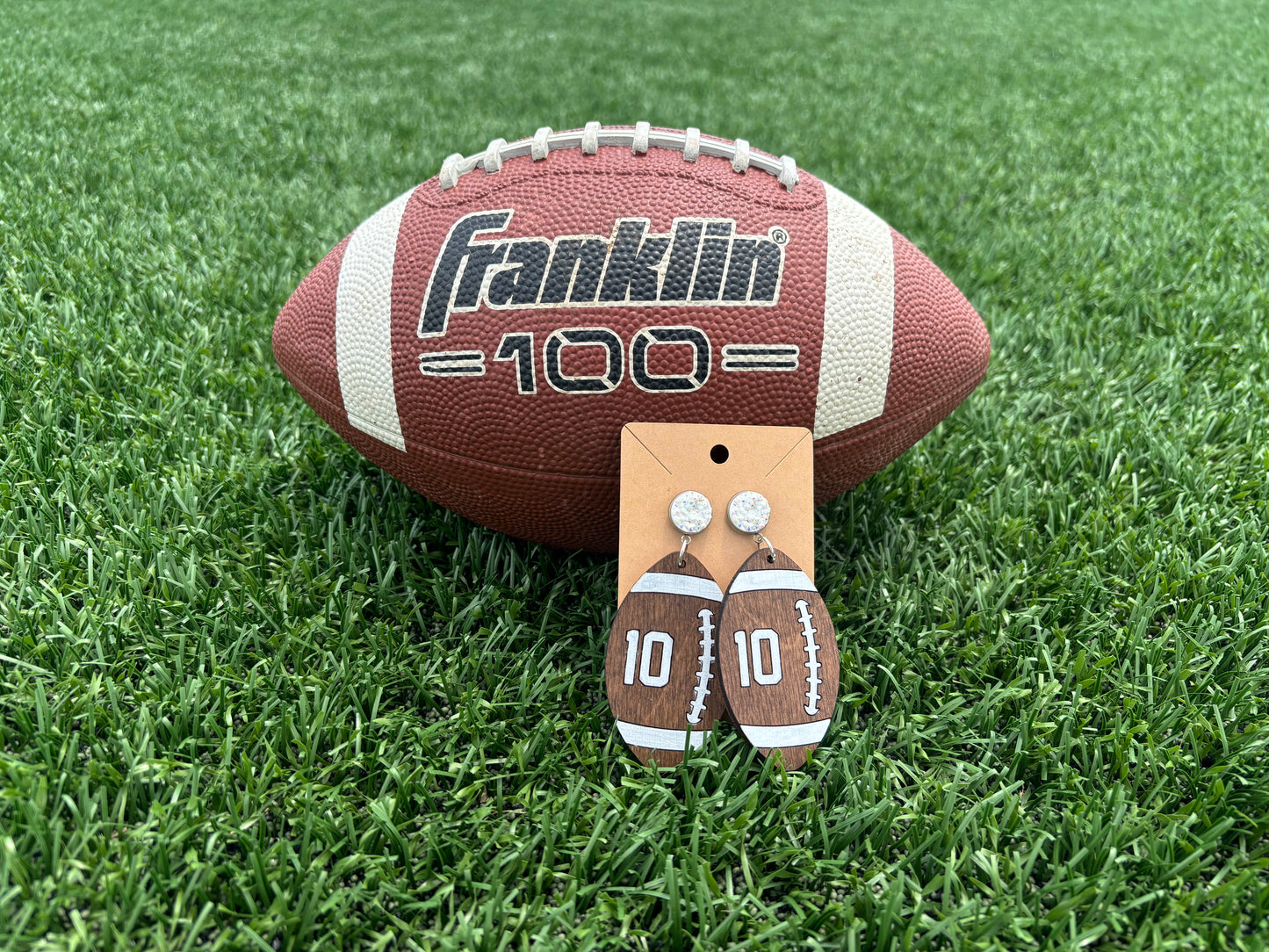 Custom Number Football Earrings