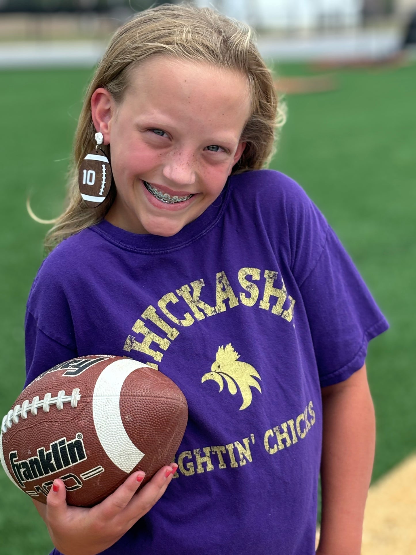 Custom Number Football Earrings