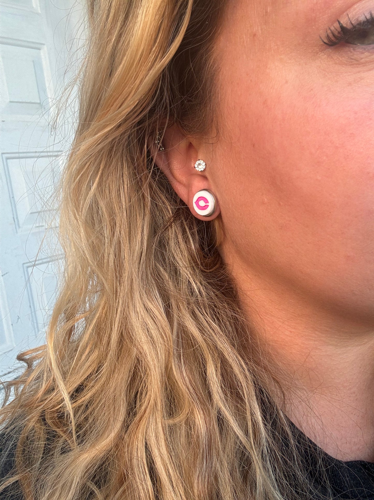 *Pink Out Special Edition - Hot Pink Chick C Stud Earrings